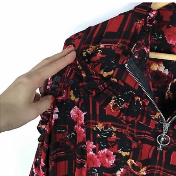 ASOS Red/Black Smock Dress Size 16 UK - Picture 5 of 10